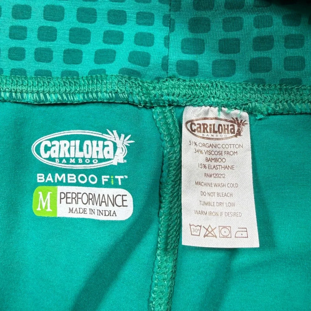 Cariloha Bamboo Fit Performance Leggings Emerald Geo Dot Green Womens Medium NWT